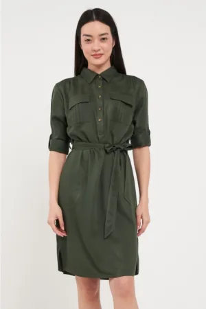 - Rochie dama tip camasa (Culoare: DARK GREEN - Marime: XL/42)