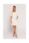Rochie trapeze cu buzunare - crem -