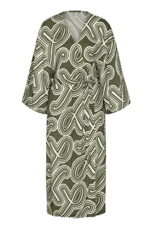 Rochie dama  viscoza - verde/alb