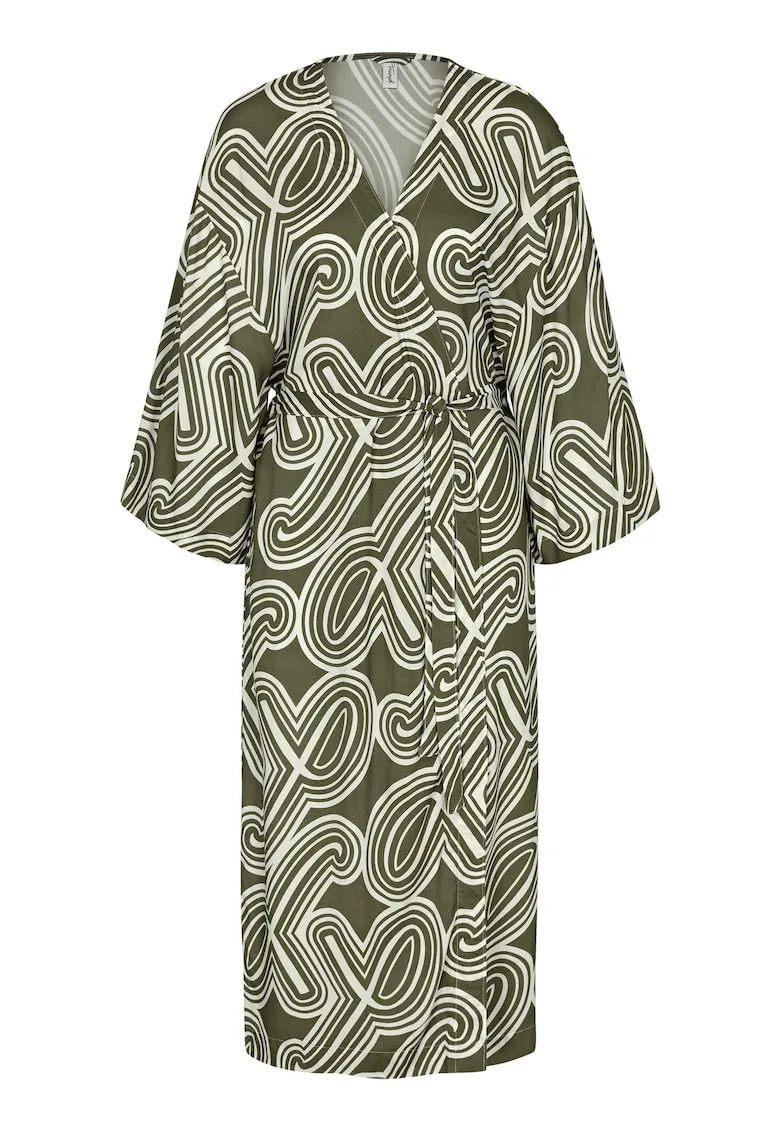 Rochie dama viscoza - verde/alb