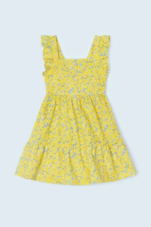 Rochie de bumbac cu imprimeu - Galben -