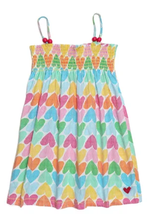 Rochie de bumbac cu imprimeu cu inimi