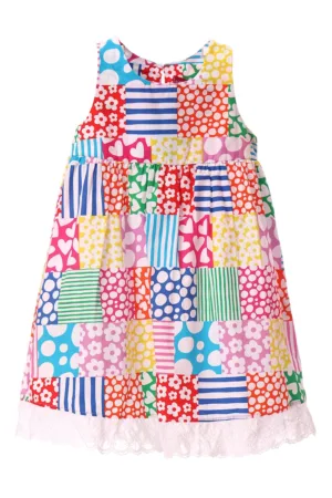 Rochie de bumbac cu imprimeu patchwork
