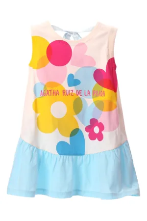 Rochie de bumbac cu insertie cu volane
