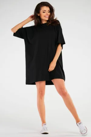 Rochie de bumbac cu maneci scurte -