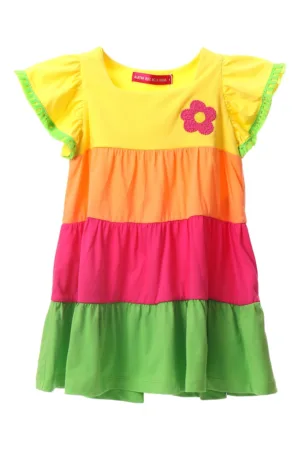 Rochie de bumbac cu model colorblock