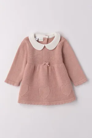 Rochie de bumbac tricotata cu guler rotund