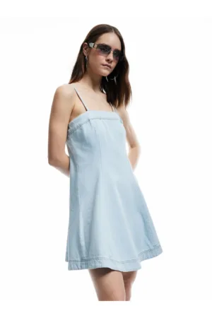 Rochie de chambray cu bretele ajustabile