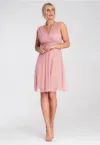 Rochie de cocktail  eleganta - din plasa - roz -