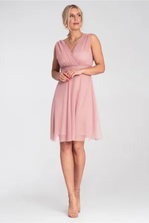 Rochie de cocktail eleganta - din plasa - roz -