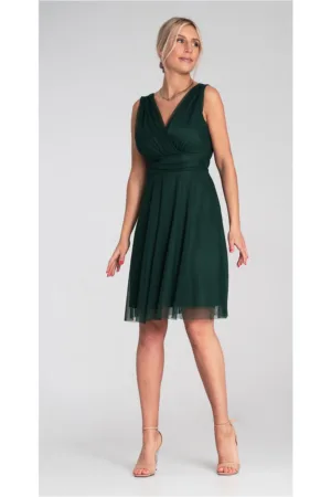Rochie de cocktail eleganta - din plasa - verde -