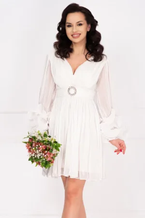 Rochie de cununie alba scurta Anne cu volane romantice