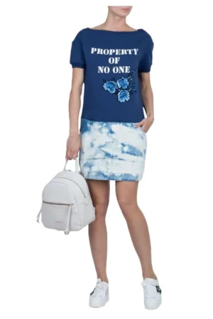 Rochie de dama  bleumarin - bumbac si elastan - cu imprimeu si paiete - stil de viata -