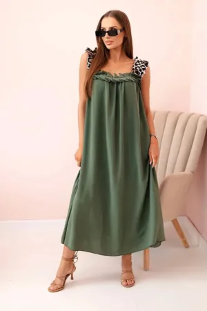 Rochie de dama cu bretele cu model leopard -