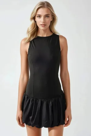 Rochie de dama  mini - guler rotund - imprimeu balon - negru - tricot