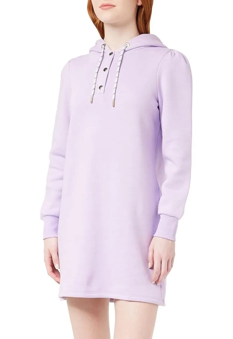 Rochie de dama - mov - bumbac si poliester - cu gluga - design simplu - nou cu defect -