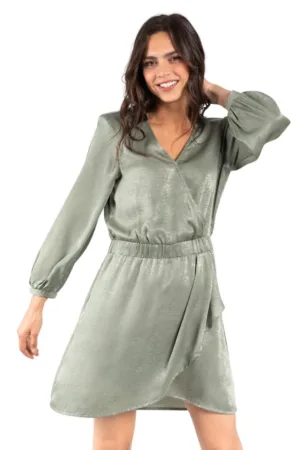 Rochie de dama  verde - scurta - maneci lungi - poliester -