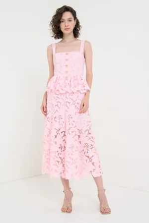 Rochie de dantela cu decolteu patrat cu buzunare laterale
