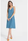 Rochie de denim cu bretele incrucisate