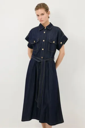 Rochie de denim cu maneci scurte