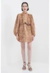 Rochie de in cu animal print si guler scurt