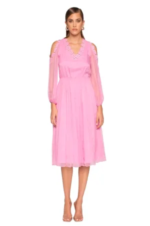 Rochie de matase cu decupaje pe umeri