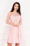 Rochie de ocazie Xenia rose in clos cu broderie pretioasa si perle
