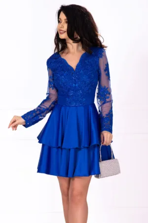 Rochie de ocazie baby-doll eleganta cu dantela si volane