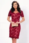 Rochie de ocazie bordo conica brodata