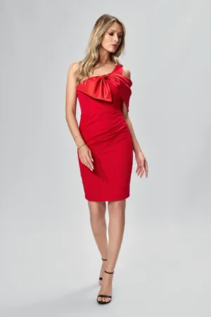 Rochie de ocazie cu funda maxi si model one shoulder Masha Rosie