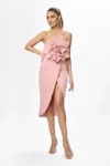 Rochie de ocazie cu model petrecut si floare 3D Nurria Rose