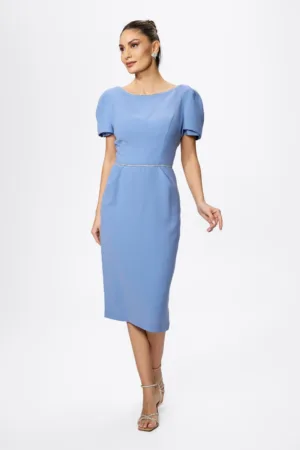Rochie de ocazie cu strass-uri si maneci scurte bufante Brandy Bleu