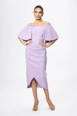 Rochie de ocazie cu strass-uri si pliuri Kendall Lila