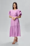 Rochie de ocazie cu volane si croi lejer Kesia Lila