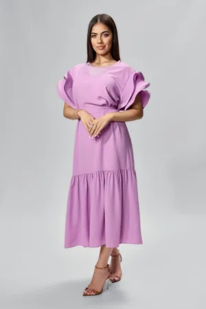 Rochie de ocazie cu volane si croi lejer Kesia Lila