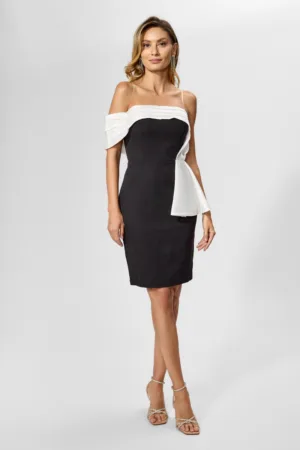 Rochie de ocazie cu volane si umerii goi Nigella Neagra