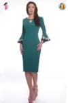 Rochie de ocazie de culoare verde conica de lungime midi