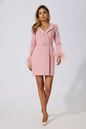 Rochie de ocazie din crepe cu pene Fernanda Rose