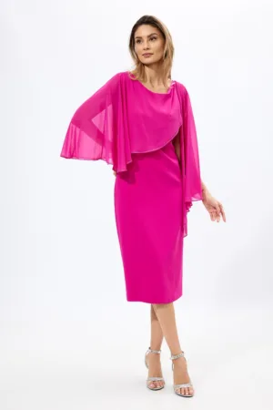Rochie de ocazie din crepe si voal Zenda Fucsia