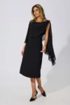 Rochie de ocazie din crepe si voal Zenda Neagra
