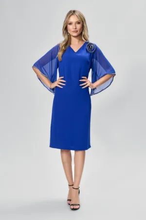 Rochie de ocazie din crepe si voal cu strass-uri Susan Albastra