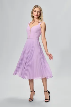 Rochie de ocazie din crepe si voal plisat Damya Lila