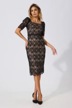 Rochie de ocazie din dantela cu paiete Pavlina Neagra