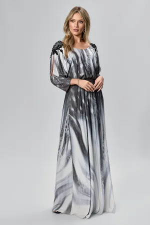 Rochie de ocazie din licra cu strass-uri Iridessa Gri