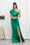 Rochie de ocazie din licra satinat tip one shoulder Perfection Verde Deschis