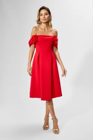 Rochie de ocazie din neopren cu flori 3D Girly Rosie