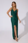 Rochie de ocazie din paiete cu croi petrecut Taboo Verde
