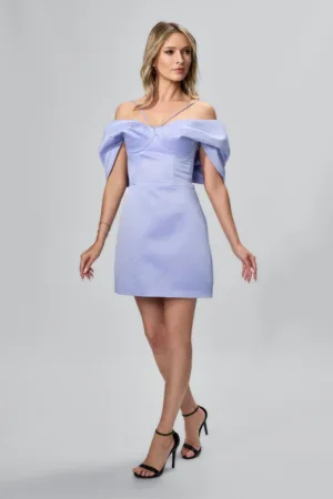 Rochie de ocazie din tafta cu model tip funda Cerrina Lila