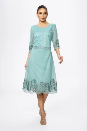 Rochie de ocazie din tull accesorizata cu strass-uri Ortensia Vernil