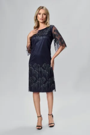 Rochie de ocazie din tull brodat cu strass-uri Tyanna Bleumarin